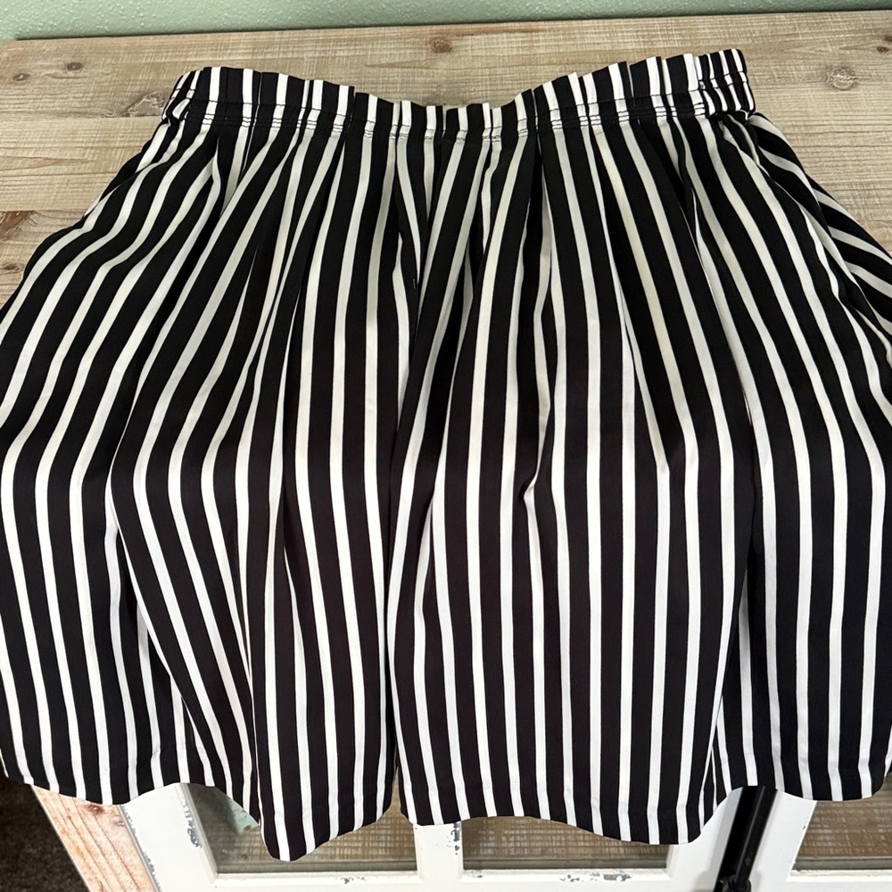 J. Crew Black and White Vertical Stripe Skater Skirt